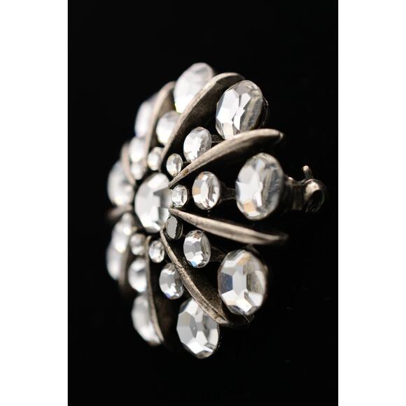 Bonnie J Crystal Pin Brooch Dark Silver Tone Sparkling Rhinestone Signed Bin1 - Picture 2 of 12